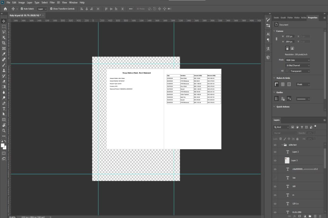 Modèle Word et PDF de relevé bancaire de la Banque nationale du Kenya, 2 pages template Modèle Word et PDF de relevé bancaire de la Banque nationale du Kenya, 2 pages template